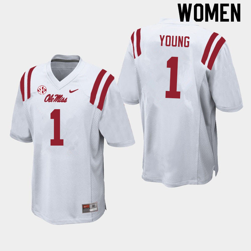 Isheem Young Ole Miss Rebels NCAA Women's White #1 Stitched Limited College Football Jersey ICB5358MF
